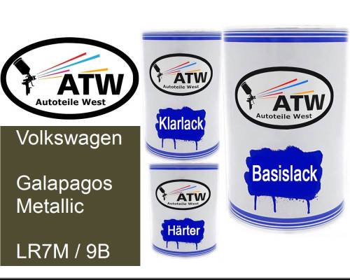 Volkswagen, Galapagos Metallic, LR7M / 9B: 500ml Lackdose + 500ml Klarlack + 250ml Härter - Set, von ATW Autoteile West.